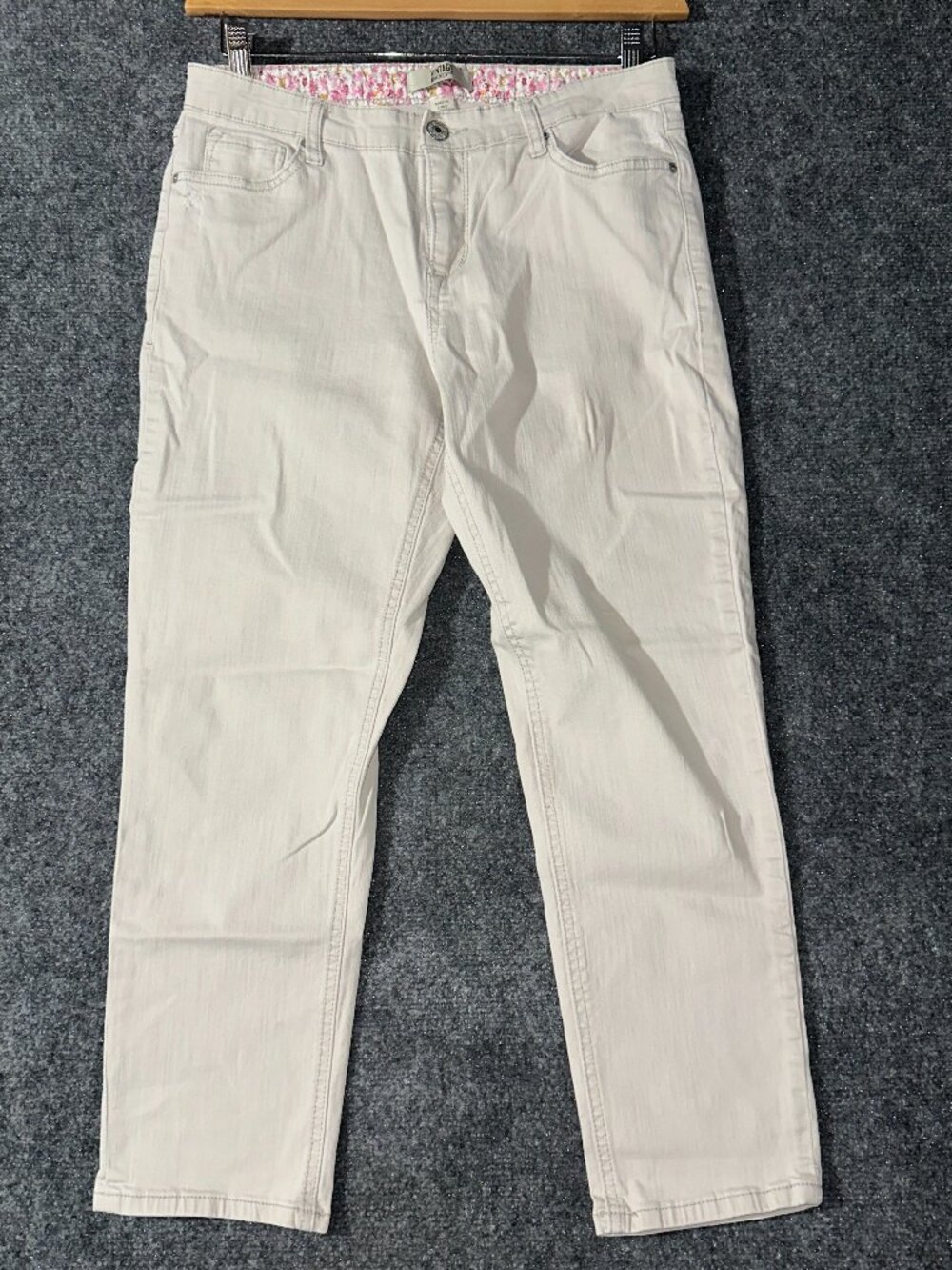 Vintage America Blues Jeans Womens 6 Beige Cotton Stretch Ankle